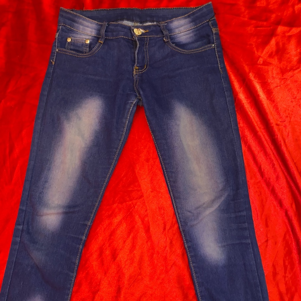 Dark Blue Faded Skinny Jeans